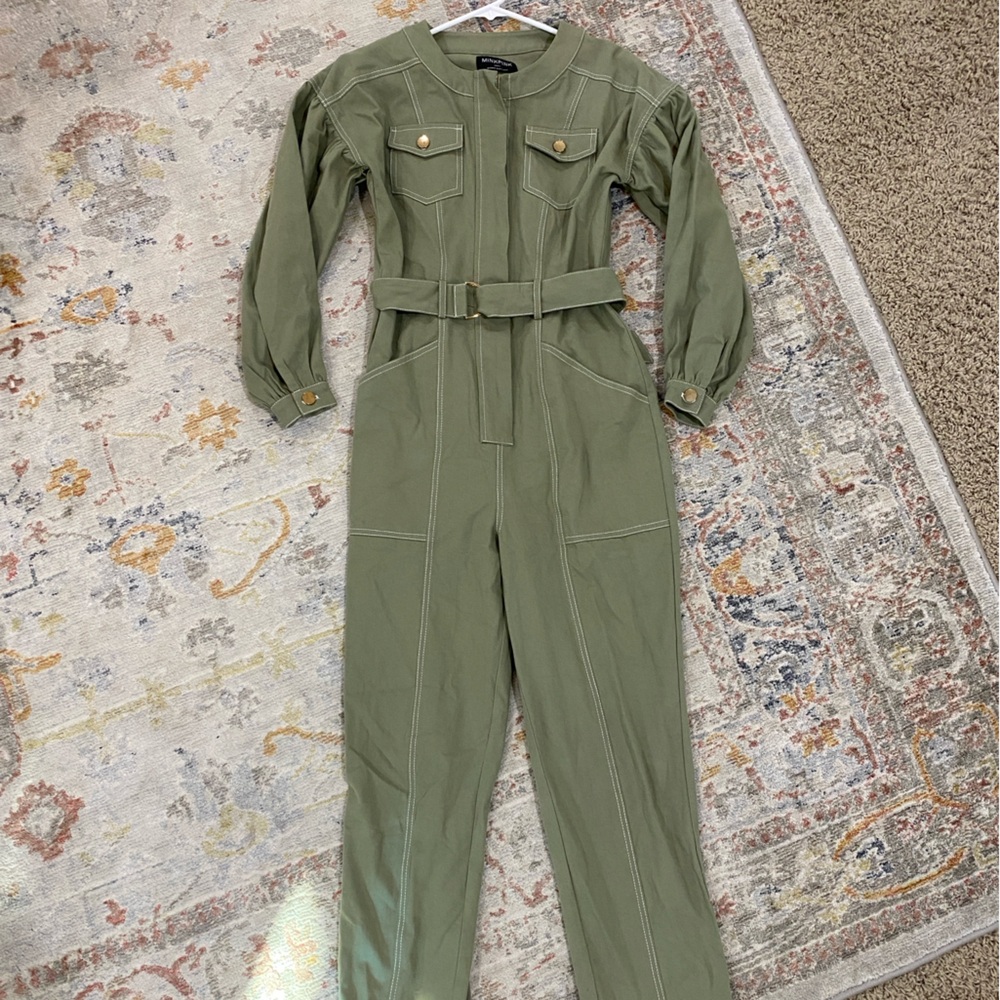 MINKPINK Sage Green Utility Jumpsuit